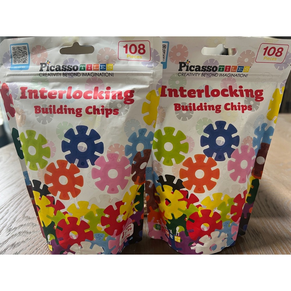 PicassoTiles Interlocking Building Chips 108 Piece Bags Set of 2 Multicolor